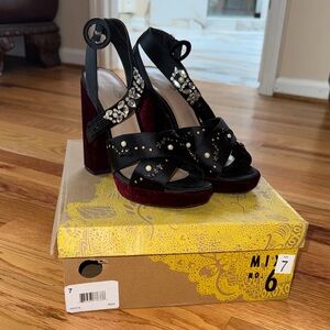Mix No. 6 Black and Burgundy Embellished Heels